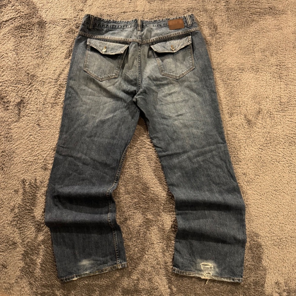 Perry Ellis Cottons Mens 38x32 Straight Leg Jeans Medium Wash Button Flap Pocket